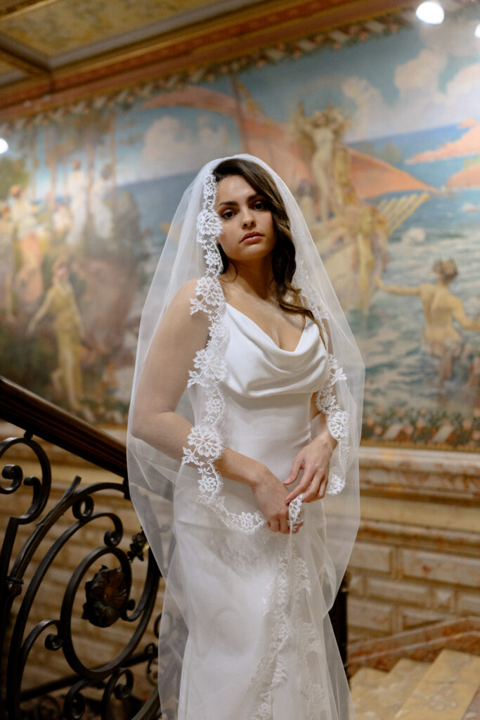 Voile de mariée en dentelle de calais